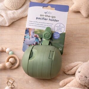 Ubbi On-the-Go Pacifier Holder Sage Green | Silicone Strap | Travel Case